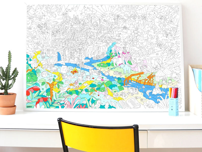 achat Poster géant en papier à colorier - JUNGLE - OMY