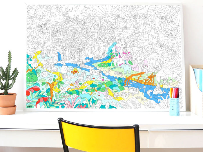 Achat Poster géant en papier à colorier - JUNGLE - OMY