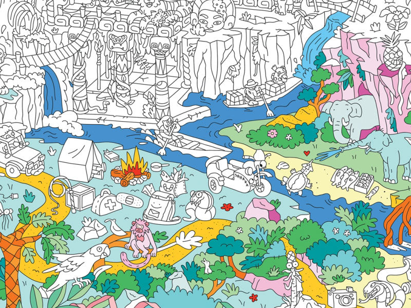 achat Poster géant en papier à colorier - JUNGLE - OMY