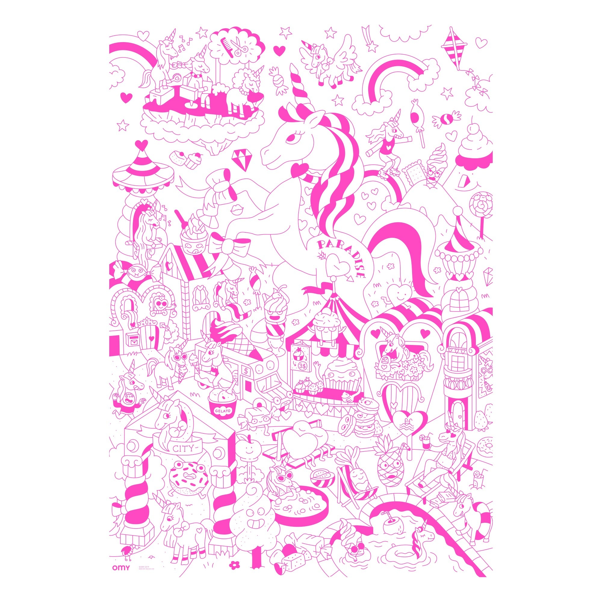achat Poster géant en papier à colorier - LILY UNICORN - OMY
