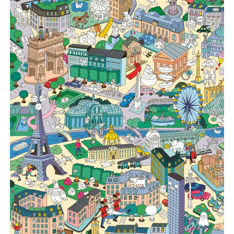 achat Poster géant en papier à colorier et stickers - PARIS - OMY