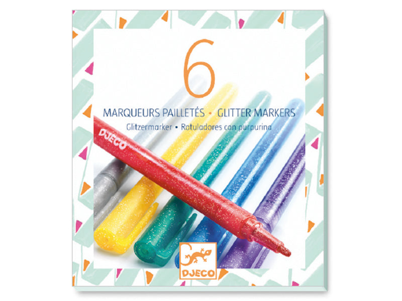 Achat 6 marqueurs pailletés - classique