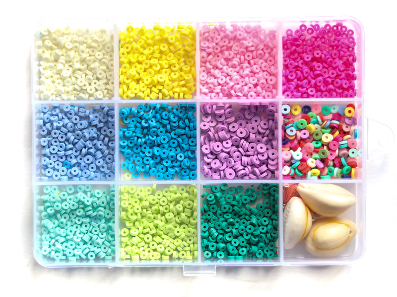 Achat Boite de 11 couleurs POP de perles heishi 3 mm + accessoires