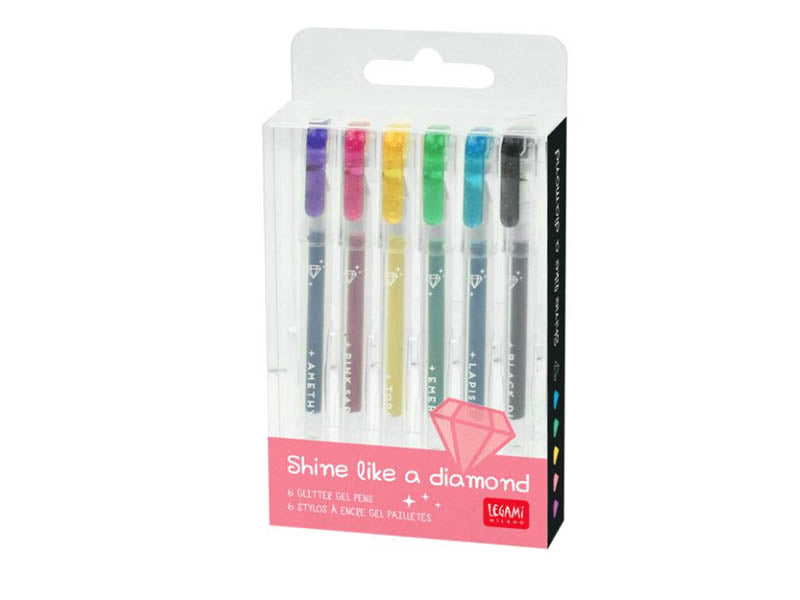 Achat Pochette de 6 mini stylos à encre gel paillettes - Legami