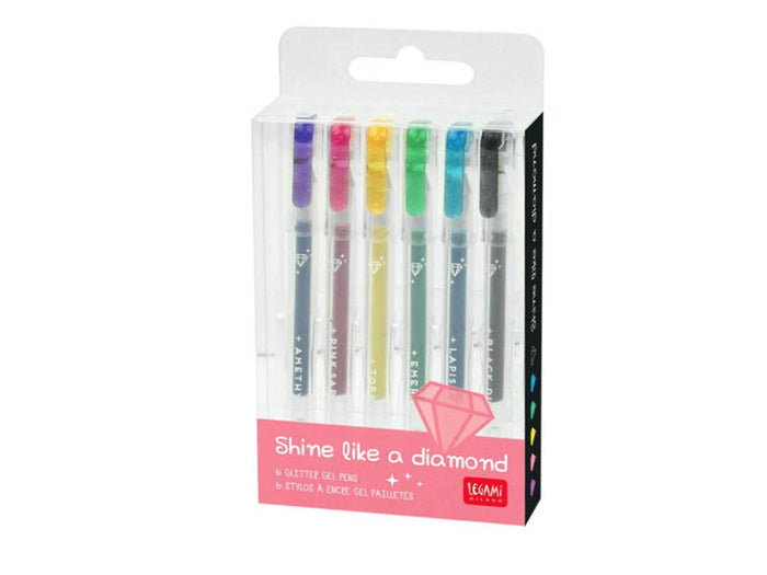 Achat Pochette de 6 mini stylos à encre gel paillettes - Legami
