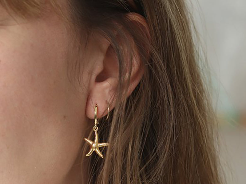 achat Paire dormeuses rondes à breloque - doré à l'or fin