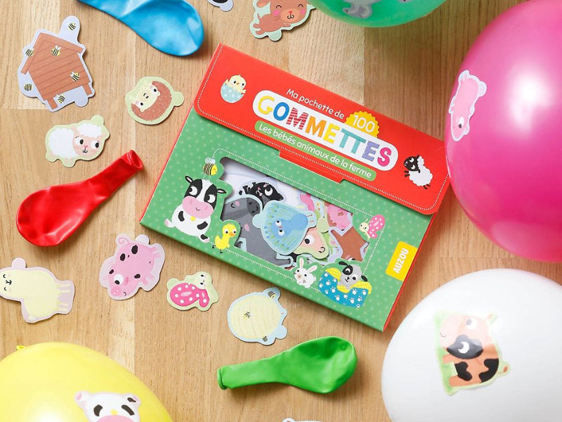 achat Pochette de 100 gommettes - les bébés animaux de la ferme