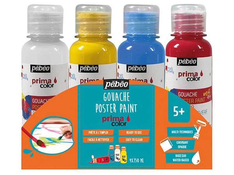 Achat 4 pots de gouache primaire primacolor