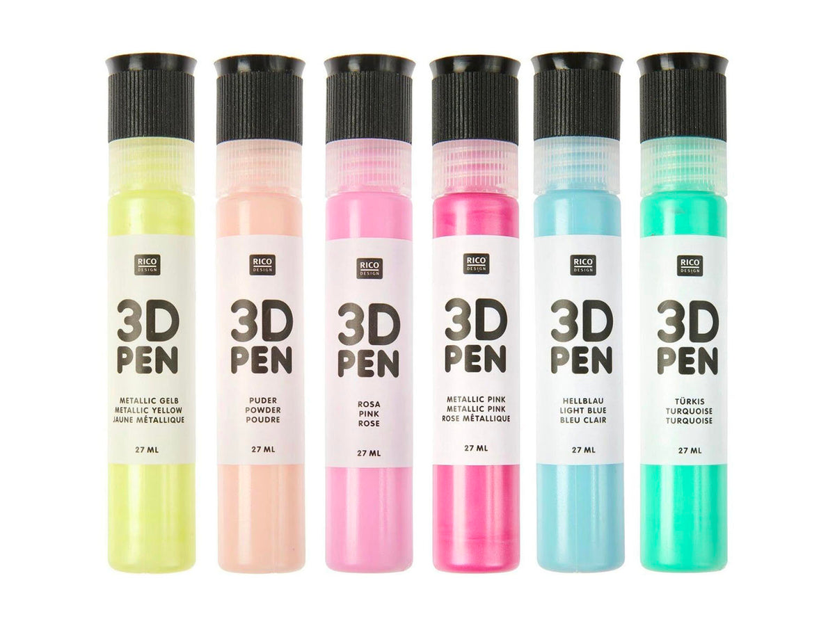 achat Set de 6 Stylos pour peinture 3D - Couleurs Pastel - Rico Design