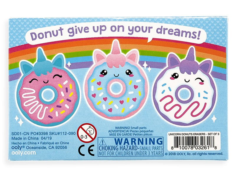 achat 3 gommes licornes donuts