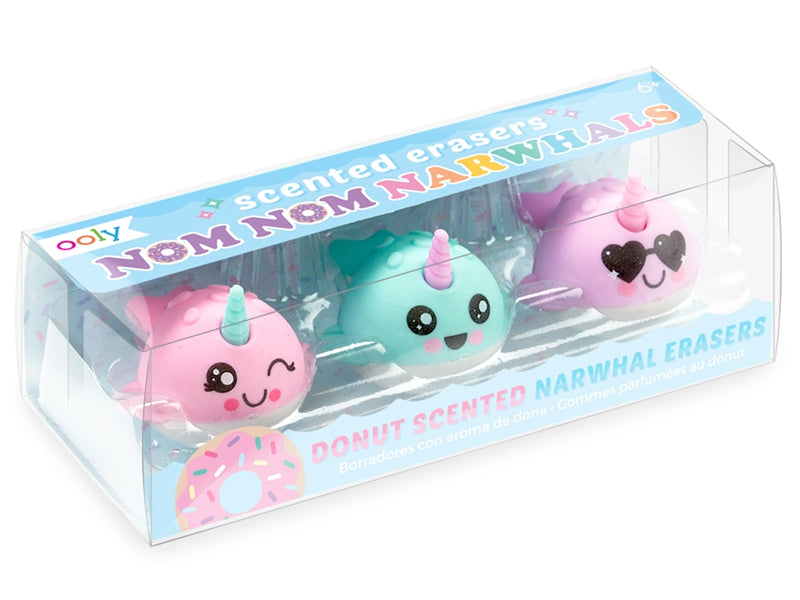 Achat 3 gommes licornes en forme de Narval - baleine licorne