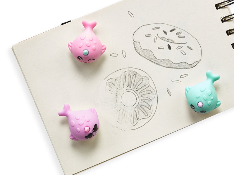 Achat 3 gommes licornes en forme de Narval - baleine licorne