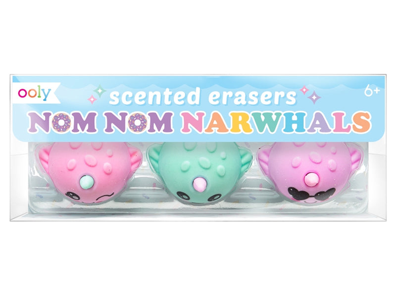 achat 3 gommes licornes en forme de Narval - baleine licorne