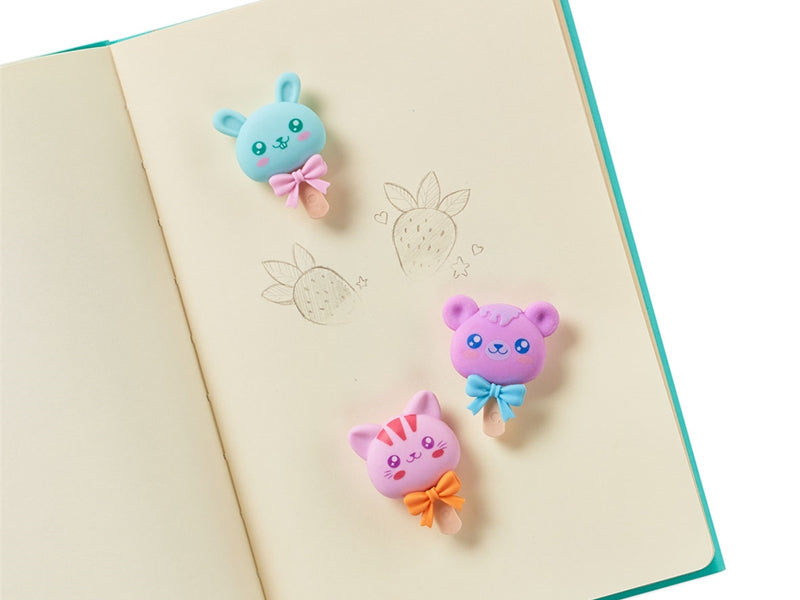 Achat 3 gommes sucettes chatons mignons
