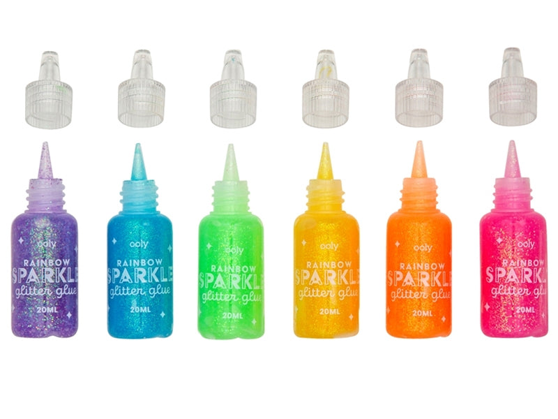 Achat 6 stylos colle à paillettes - rainbow sparkle