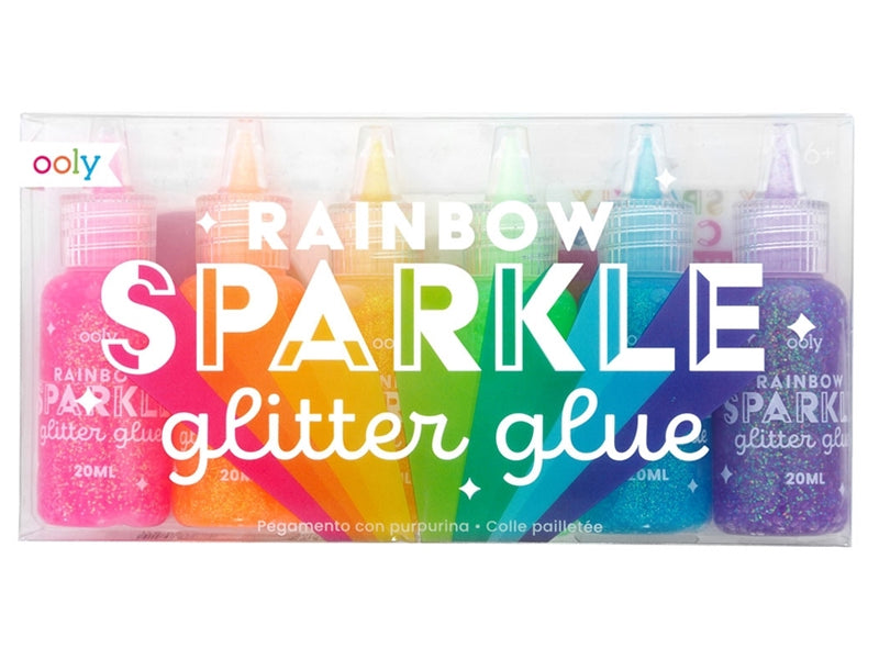achat 6 stylos colle à paillettes - rainbow sparkle