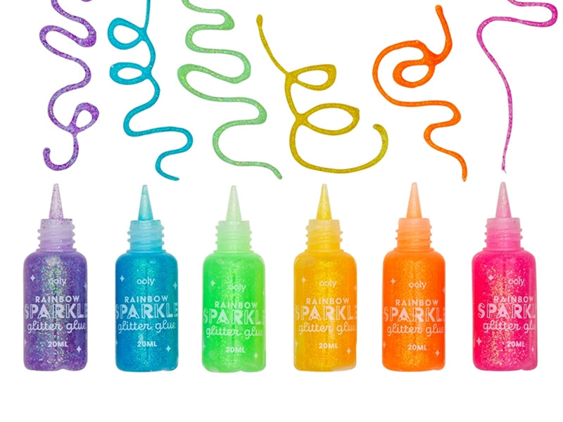 Achat 6 stylos colle à paillettes - rainbow sparkle
