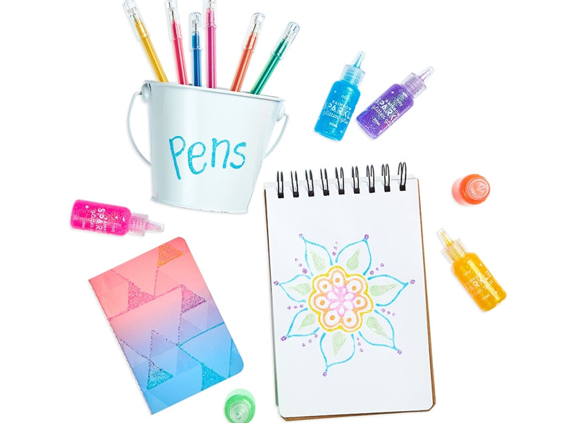 achat 6 stylos colle à paillettes - rainbow sparkle