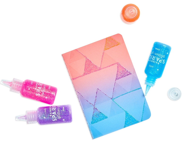achat 6 stylos colle à paillettes - rainbow sparkle