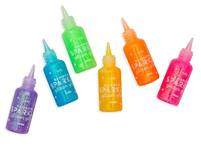 achat 6 stylos colle à paillettes - rainbow sparkle
