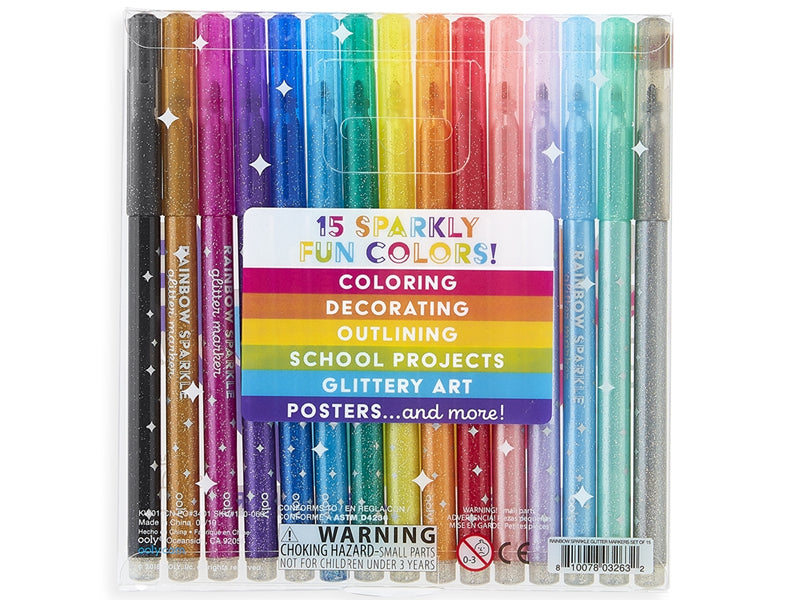 Achat 15 feutres métalliques à paillettes - rainbow sparkle glitter markers