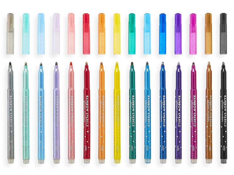 achat 15 feutres métalliques à paillettes - rainbow sparkle glitter markers