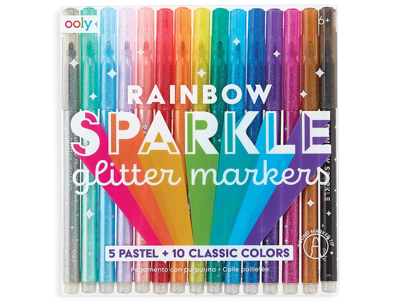 Achat 15 feutres métalliques à paillettes - rainbow sparkle glitter markers