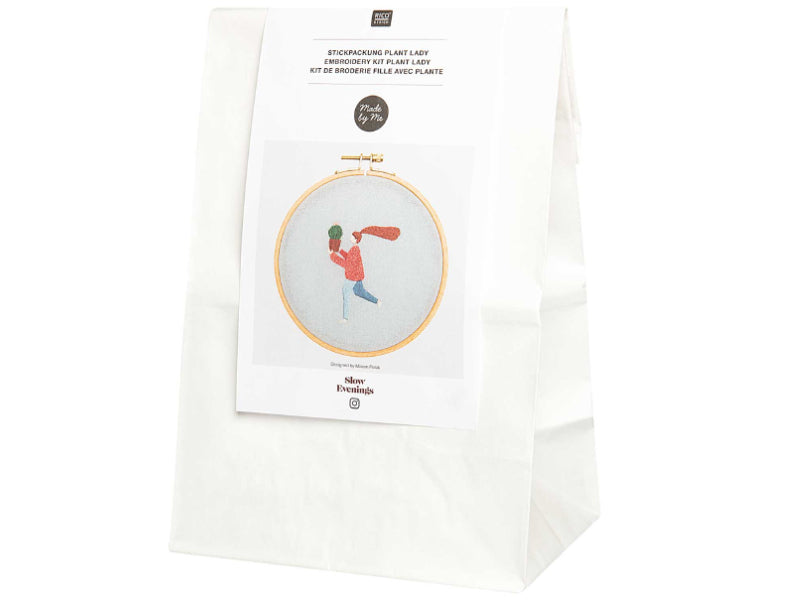 achat Kit de broderie traditionnelle - "plant lady" - la jeune fille au cactus par Slow evenings