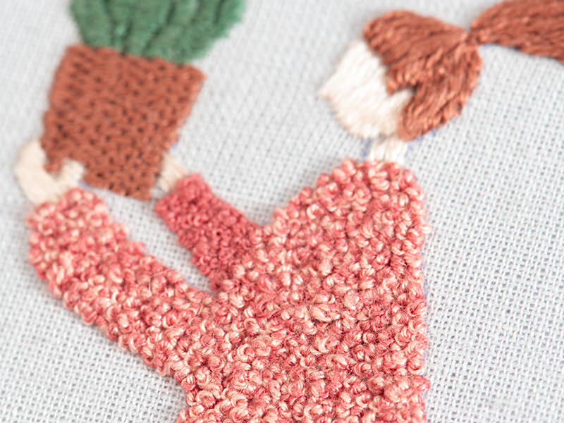 achat Kit de broderie traditionnelle - "plant lady" - la jeune fille au cactus par Slow evenings