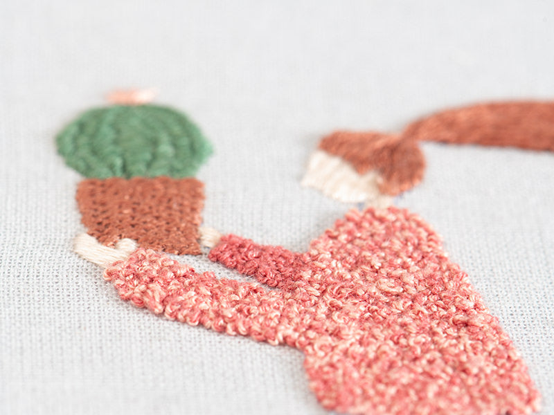 achat Kit de broderie traditionnelle - "plant lady" - la jeune fille au cactus par Slow evenings