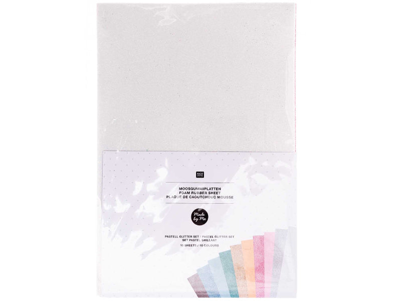 Achat Lot de 10 feuilles de caoutchouc mousse A4 - plaques pastelles à paillettes