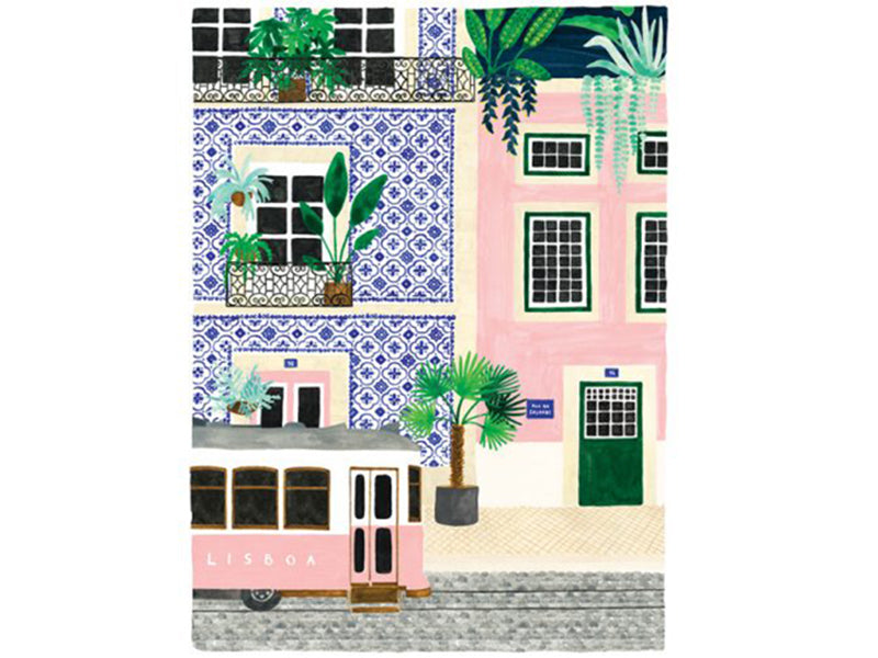 Achat Affiche aquarelle - Lisbonne - 29,7 x 39,7 cm - ATWS