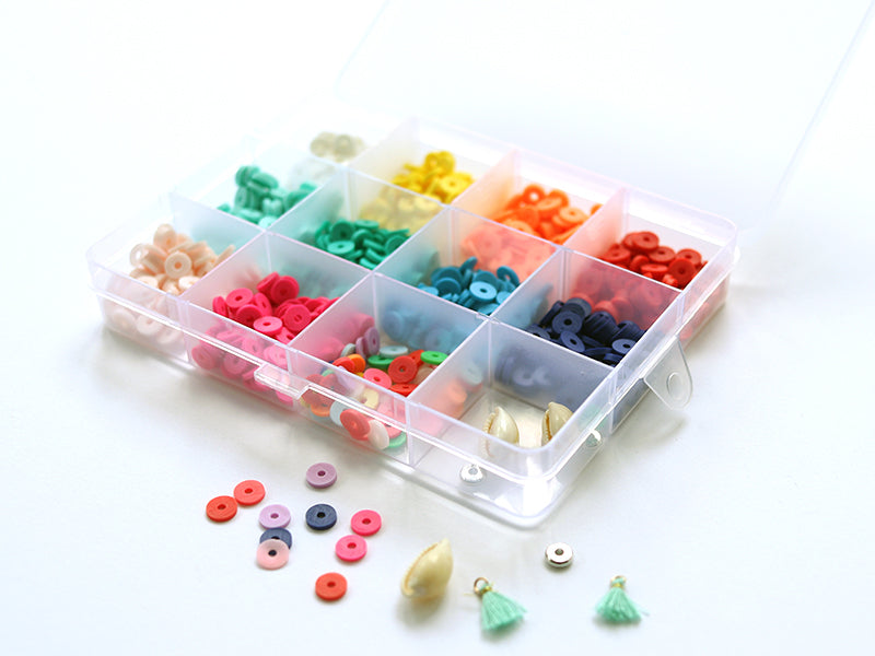 Achat Boite de 11 couleurs de perles heishi 6 mm POP + accessoires