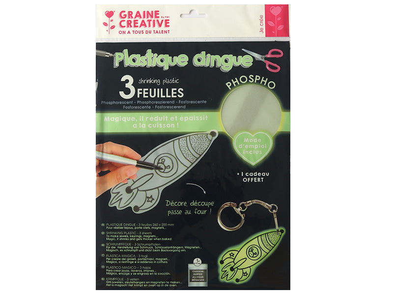 Achat 3 feuilles plastique fou / dingue - Phosphorescent
