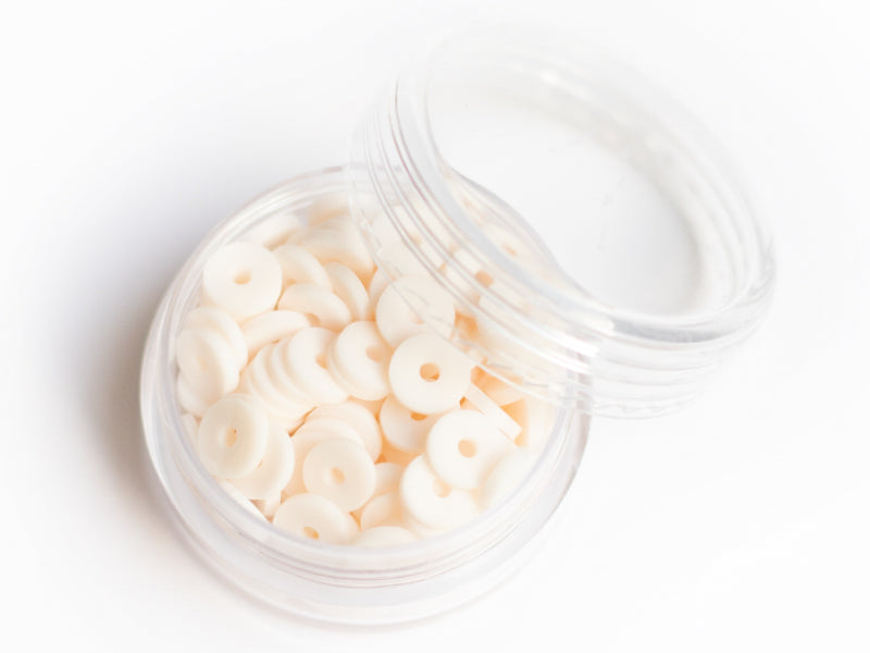 achat Boite de perles rondelles heishi 6 mm - blanc rosé