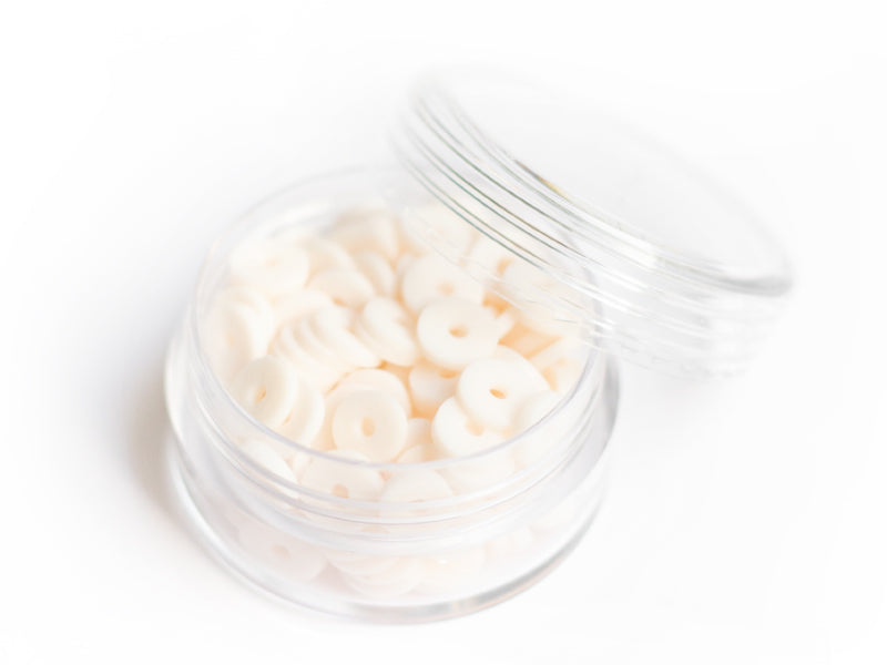 achat Boite de perles rondelles heishi 6 mm - blanc rosé