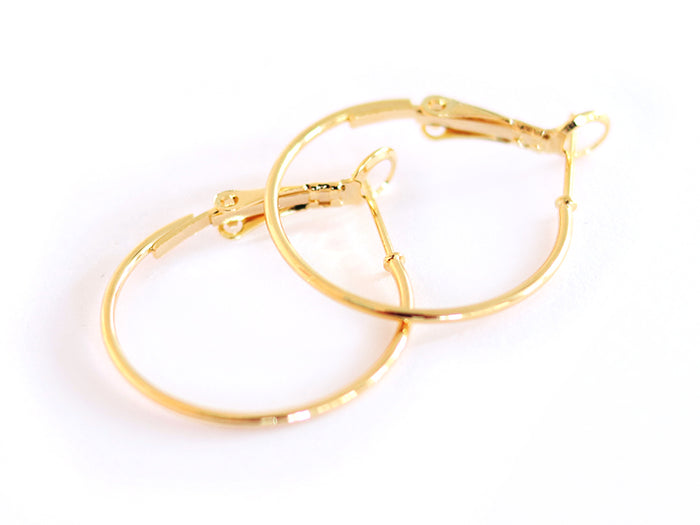 Achat Boucles d'oreilles créoles 25 mm -  plaquées or fin 24K