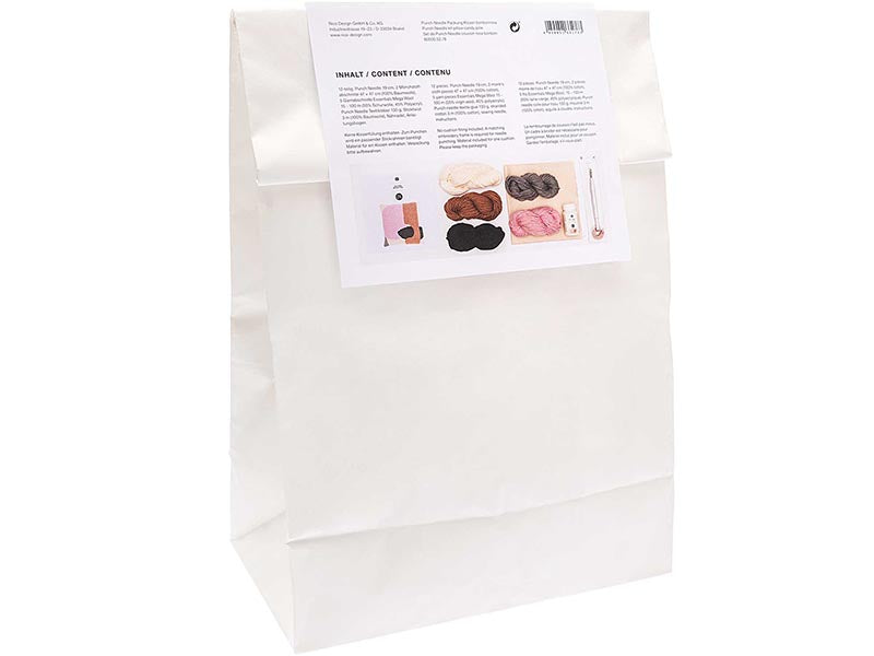 Achat Kit punch needle - Coussin avec motifs rose/marron