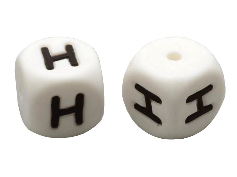 Achat 1 perle carré 12 mm en silicone - Lettre H