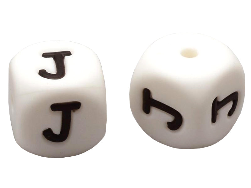 Achat 1 perle carré 12 mm en silicone - Lettre J