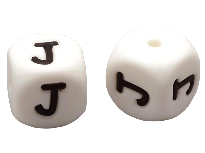 Achat 1 perle carré 12 mm en silicone - Lettre J