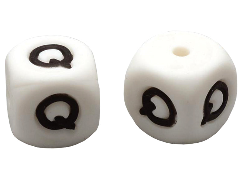 Achat 1 perle carré 12 mm en silicone - Lettre Q