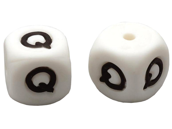 Achat 1 perle carré 12 mm en silicone - Lettre Q