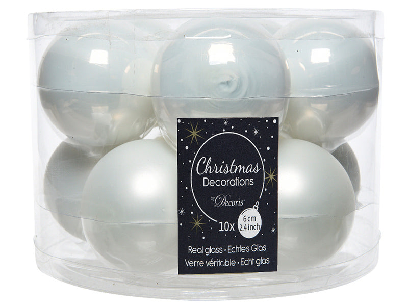 Acheter Lot de 10 boules en verre - blanc - 6 cm - 6,99 € en ligne sur La Petite Epicerie - Loisirs créatifs