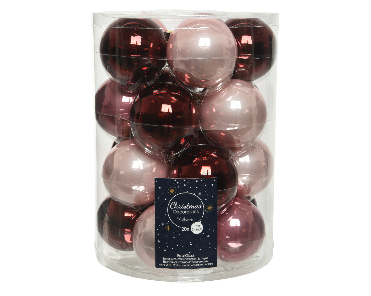 Achat Lot de 20 boules en verre - tons bordeaux assortis - 6 cm