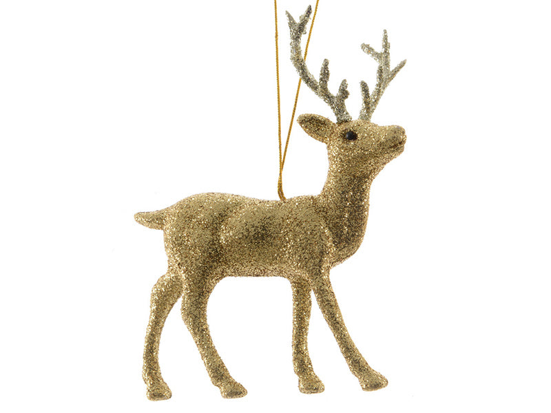Achat Déco de noël - suspension biche à paillettes dorées
