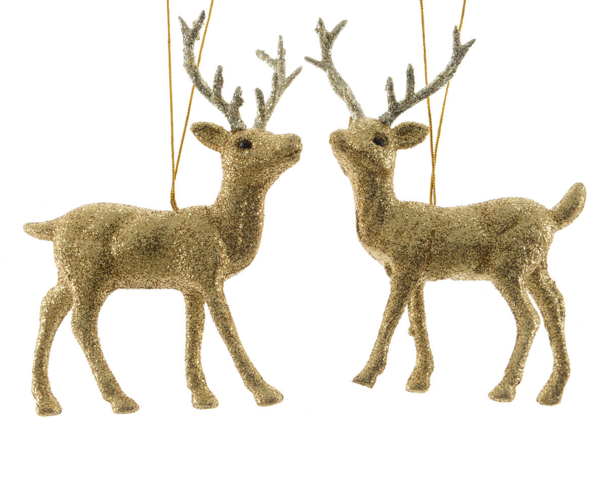 Achat Déco de noël - suspension biche à paillettes dorées