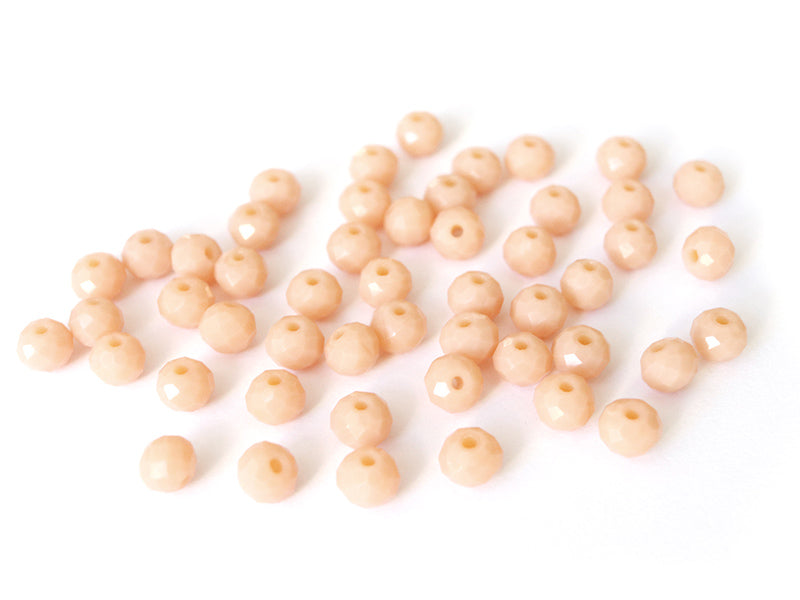 Achat Lot de 50 perles à facettes rose poudre en verre - 6 mm