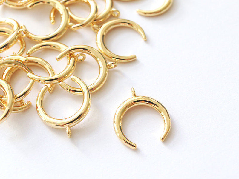 achat 1 pendentif corne croissant de lune -  doré à l'or fin 18K
