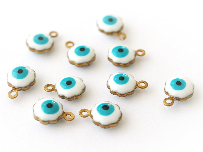 Achat Lot de 10 pendentifs / breloques œil turque - laiton